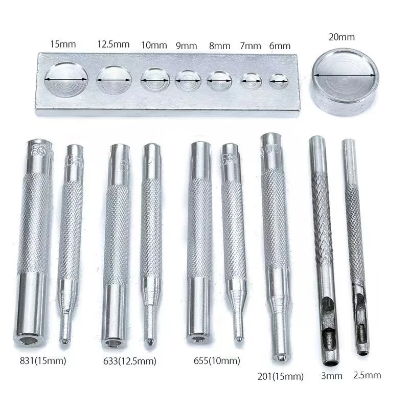 

11PCS/set Snap Rivet Fastener Buttons Installation Tool Kit For DIY Leather Craft Die Hole Punch Rivet Setter Base Hand Tools