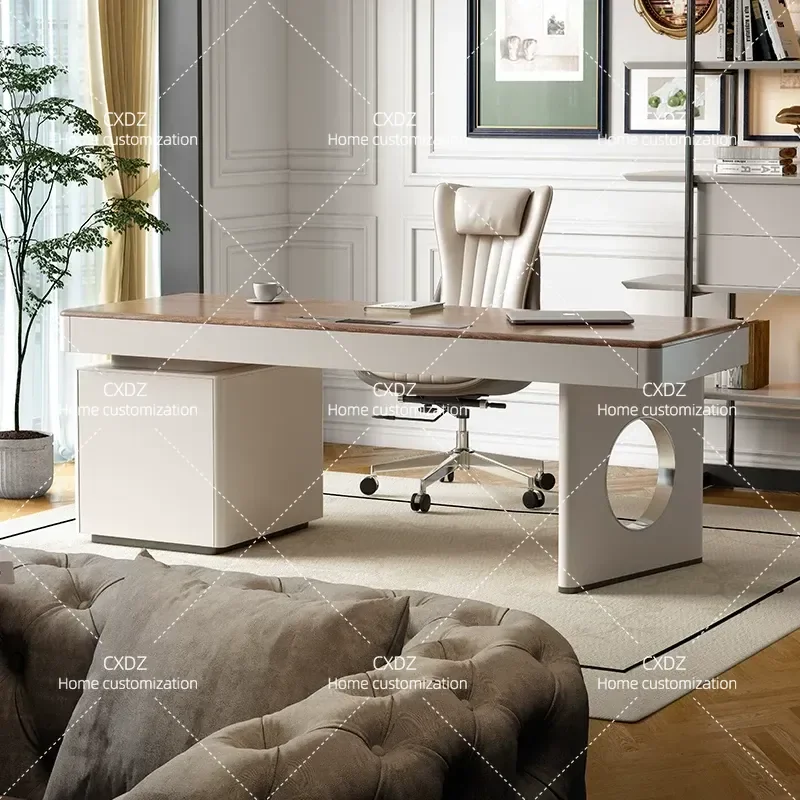 Minimalist Walnut Desk Modern High End Light Luxury Study Table Retro Style Computer Workstation for Home Office