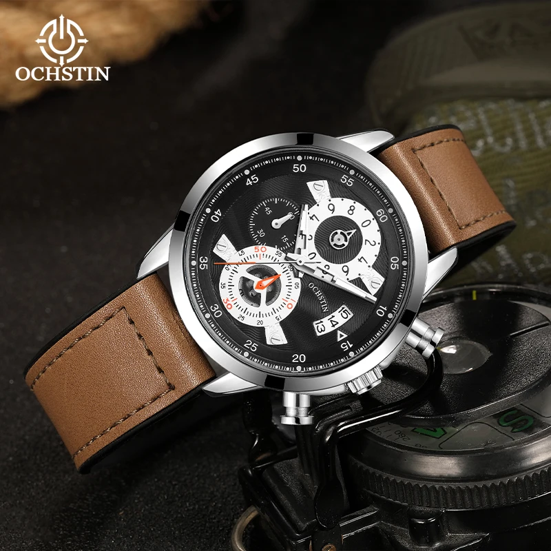 OCHSTIN Man Magnetic Snap Tape Watches Men's Calendar Fashion Luxury Clock Multifunctional Quartz Movement Waterproof Wrist