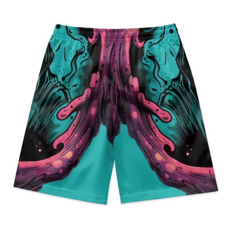 Soul Reaper Print Men's Drawstring Waist Shorts Quick Dry Polyester Breathable Beach Shorts Casual Sport Shorts