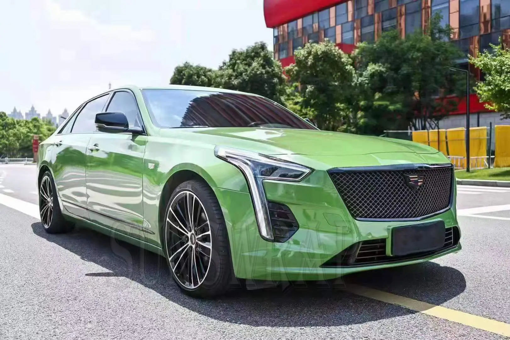 5x59ft Premium PET Glossy Moss Green Vinyl Wrap Film Car Stickers Foil Air Release Channels For Auto Roof Motorcycle Decal