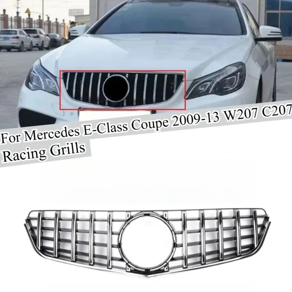 

For Mercedes E-Class Coupe 2009-13 W207 C207 Pre-Facelift Vertical Single Bar Grille Front Grill Mesh ABS Black Replacement OEM