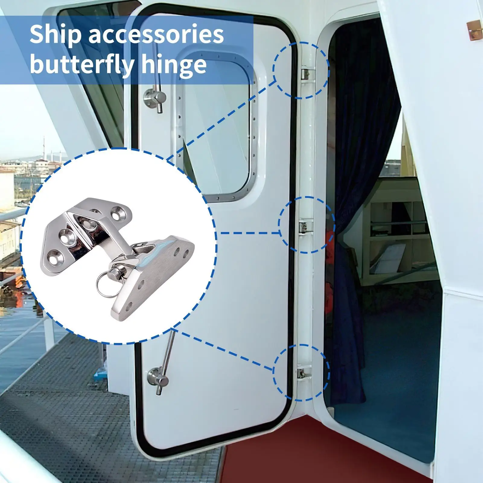 مفصلات أبواب من الفولاذ المقاوم للصدأ تدعم تصميم الفراشة ومفصلات الأبواب الخارجية شديدة التحمل لبوابة الخزانة والأثاث والقوارب في الهواء الطلق #1