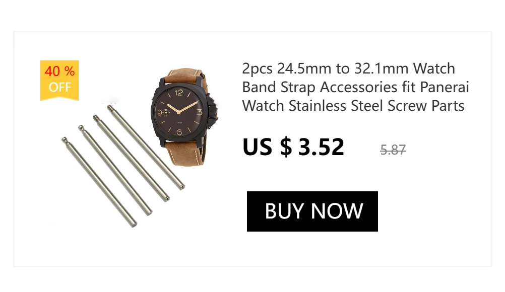 2pcs 24.5mm to 32.1mm Watch Band Strap Accessories fit Panerai Watch Stainless Steel Screw Parts Watch Strap Screw Tube Bar