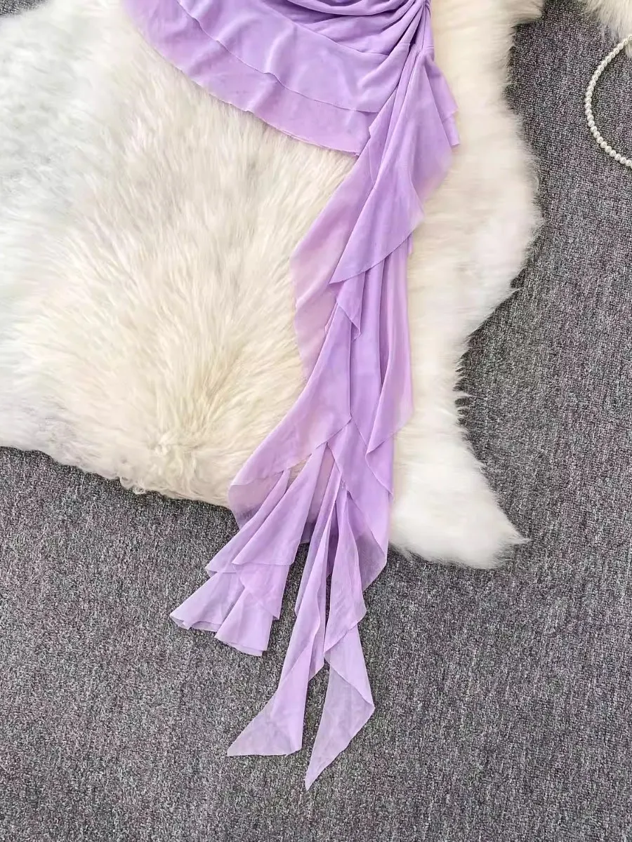 Foamlina Estate Nuovo Volant Nastro Tubo Top Donna Y2k Street Hot Girl Off Spalla Pieghettato Aderente Increspature Breve Camis Serbatoi