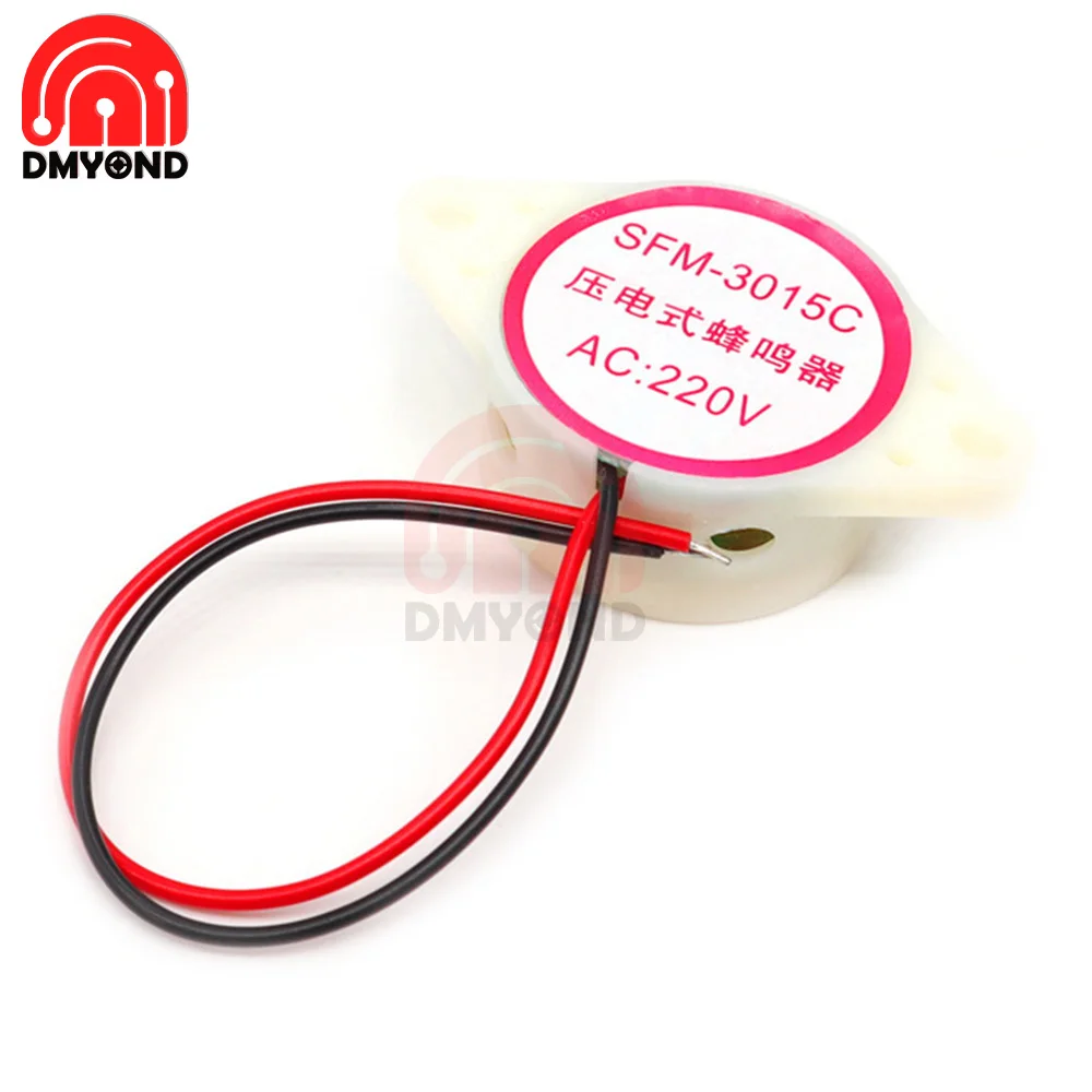 1PCS SFM-27 3015C Active Piezoelectric Buzzer AC 220V Continuous Sound High Decibel Alarm Power Supply 2 Alarm Wheel