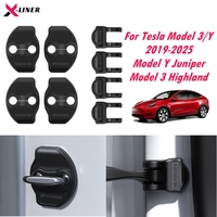 8PCS Door Striker Cover with Hinge Cover for Tesla Model Y Juniper Model 3 Highland 2019-2025 Carbon Edition Door Lock Protector
