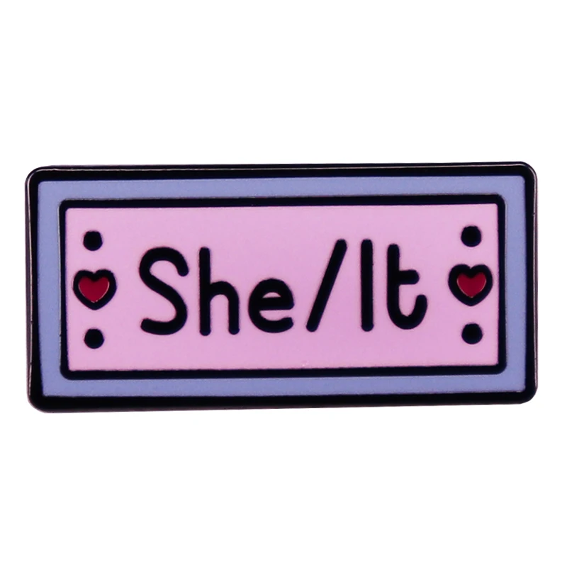 Pink She It Pronoun Enamel Pin Brooch Badge Best Friend Gift