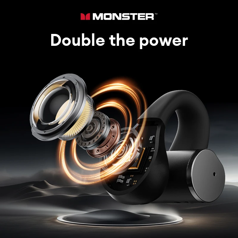Choice Monster MQT60 OWS Bluetooth V5.4 Earphones Sensitive Touch Control Ear-clip Earbuds Large Battery Capacity Headphones