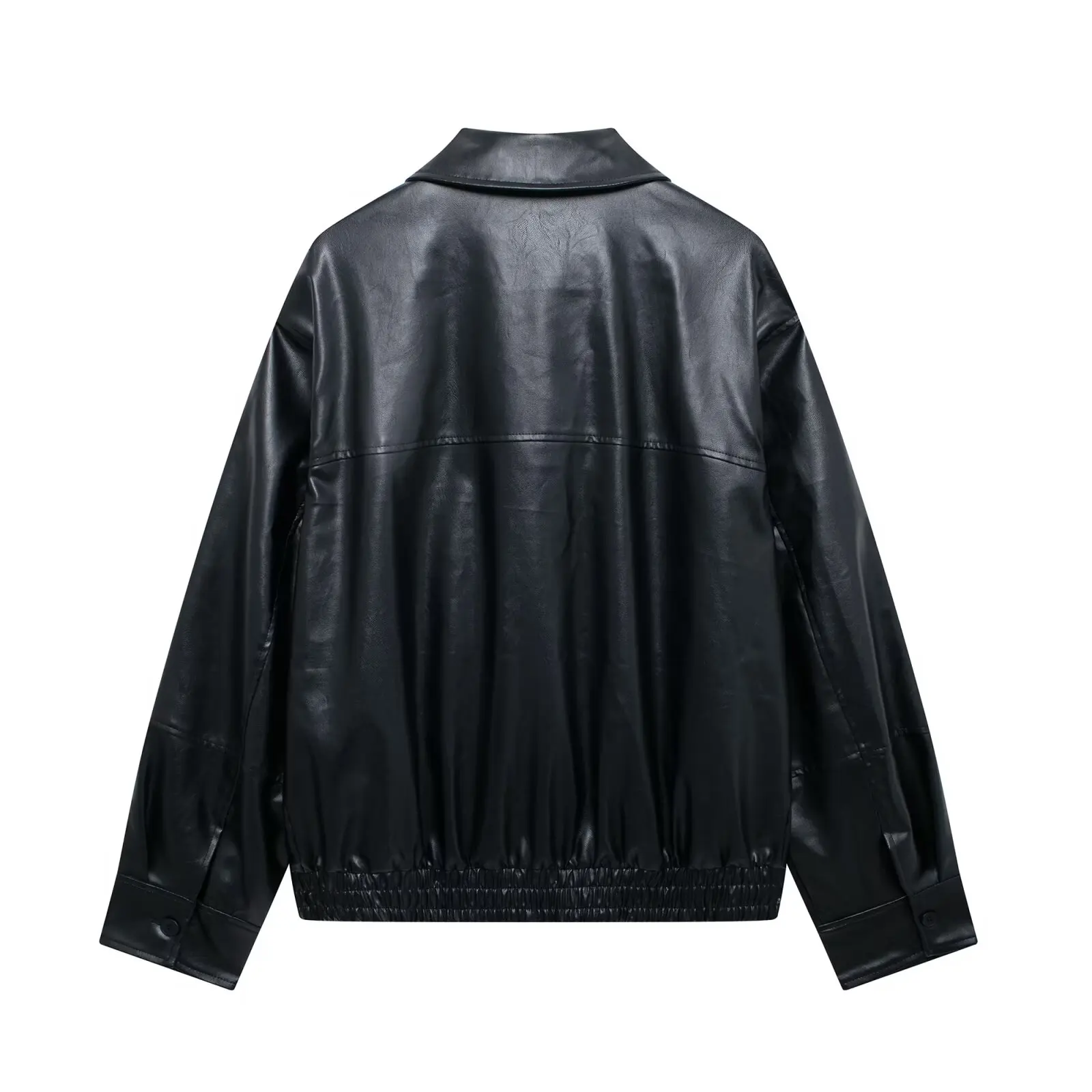 JNLEAOG Autunno delle nuove donne Faion antivento in pelle pilota Jaet cappotto lungo Sve Street Sle fibra di poliestere