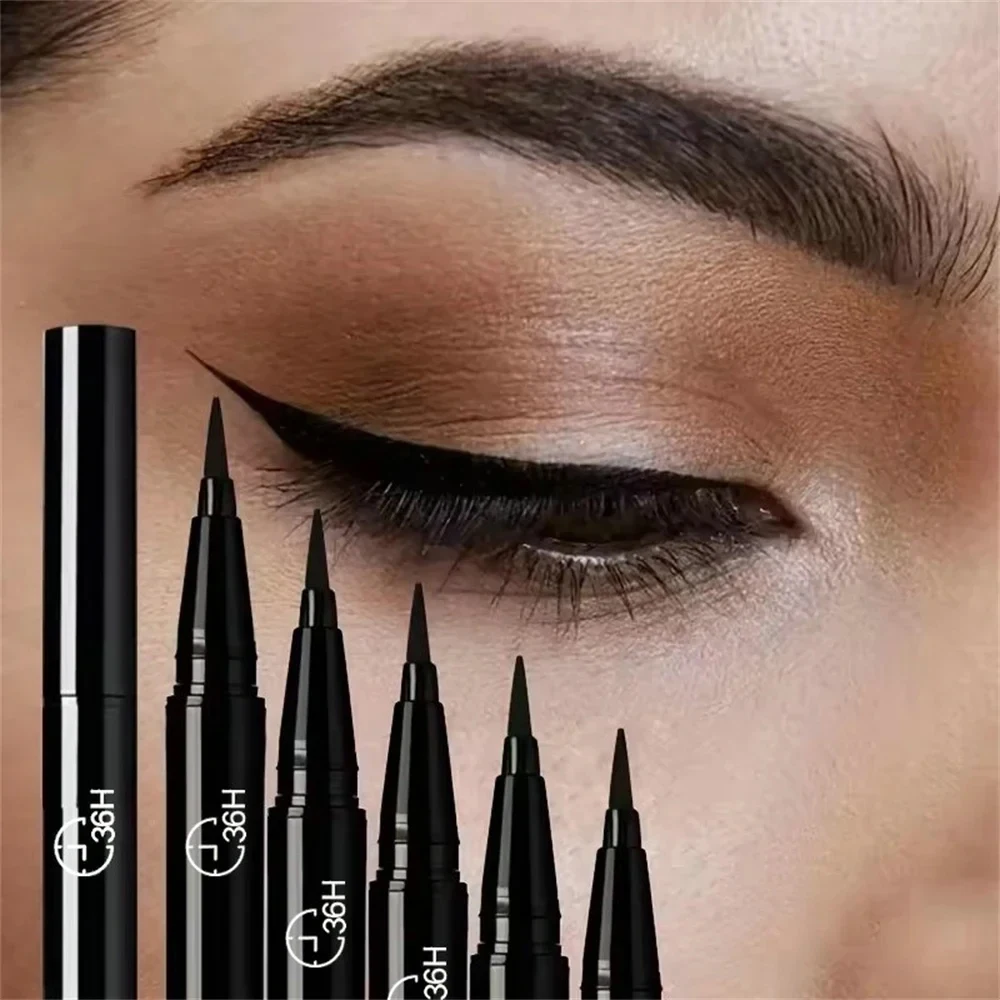 36H Long Lasting Black Liquid Eyeliner Ultra Fine Tip Waterproof Smudge‑Resistant Eyeliner Pen Quick Dry Dark Punk Eye Makeup