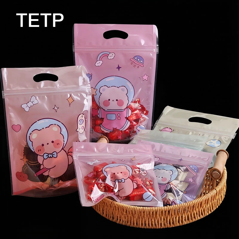 

TETP 100Pcs Pink Cartoon Food Toy Packaging Bags Reusable Home Party Birthday Baby Shower Gift Decoration For Small Business