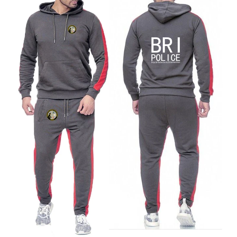 2024 French Special Forces BRI Men New Solid Color Set Joggers Brand Fashion Hoodies Brand Pant Casual Tracksuit Sweatshirt Suit