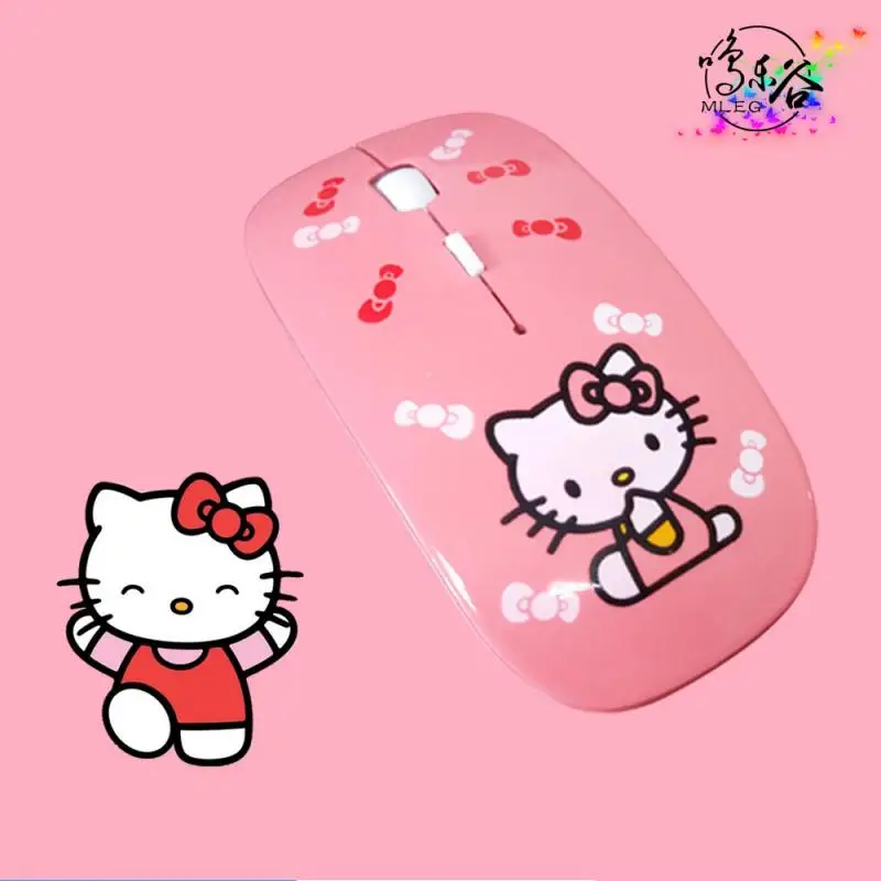 Nuovo Kawaii Hello Kitty simpatico cartone animato mouse sottile mini mouse wireless tipo C batteria di ricarica doppia modalità accessori donna