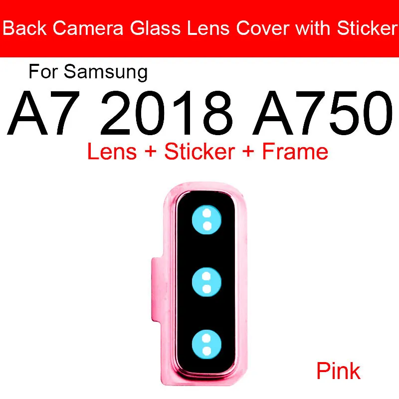 Back Rear Camera Lens With Sticker For Samsung Galaxy A7 2018 A750 Camera Glass Cover Frame Holder Replacement Repair Parts