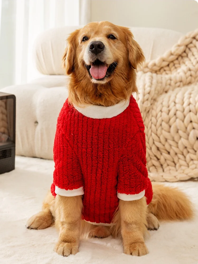 Large Dogs Clothes Christmas Sweater Warm Soft Pajamas Red Winter For Pet T-shirt Costumes Jumpsuit Jacket Coat Medium New Year