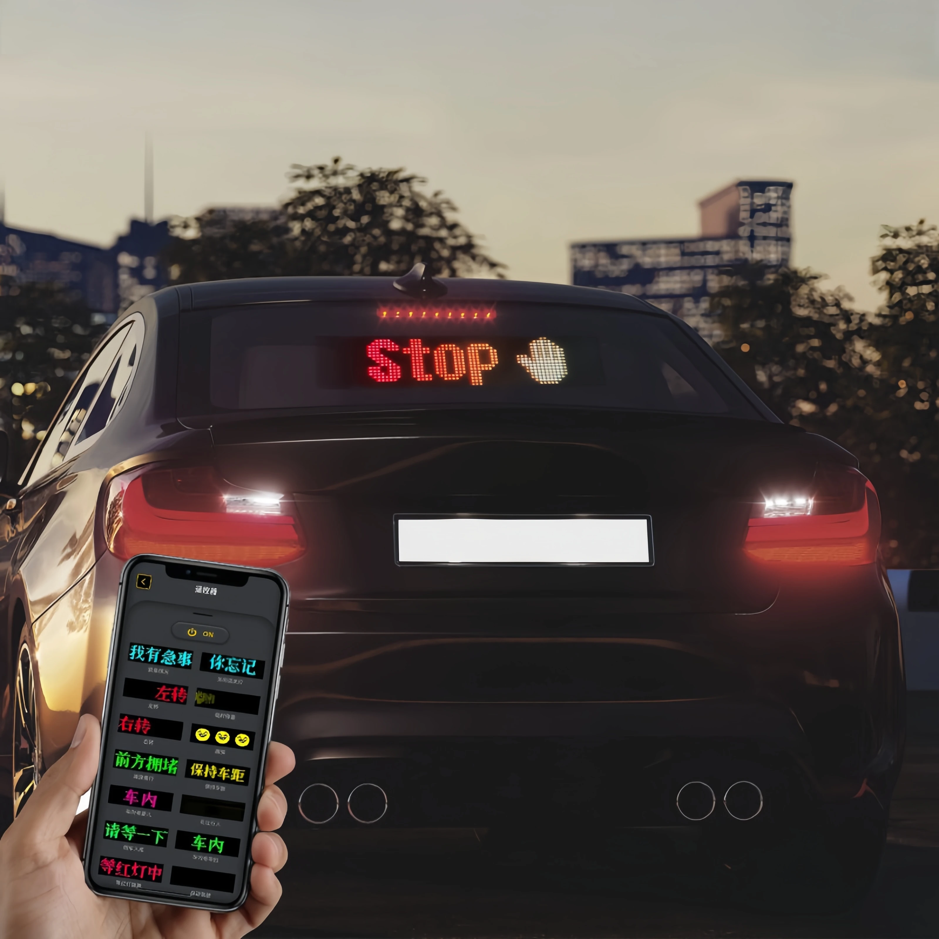 Devil's Eye LED Car Warning Sign: App-Controlled Scrolling Animation, LED Matrix Panels for Car & Truck Windshields