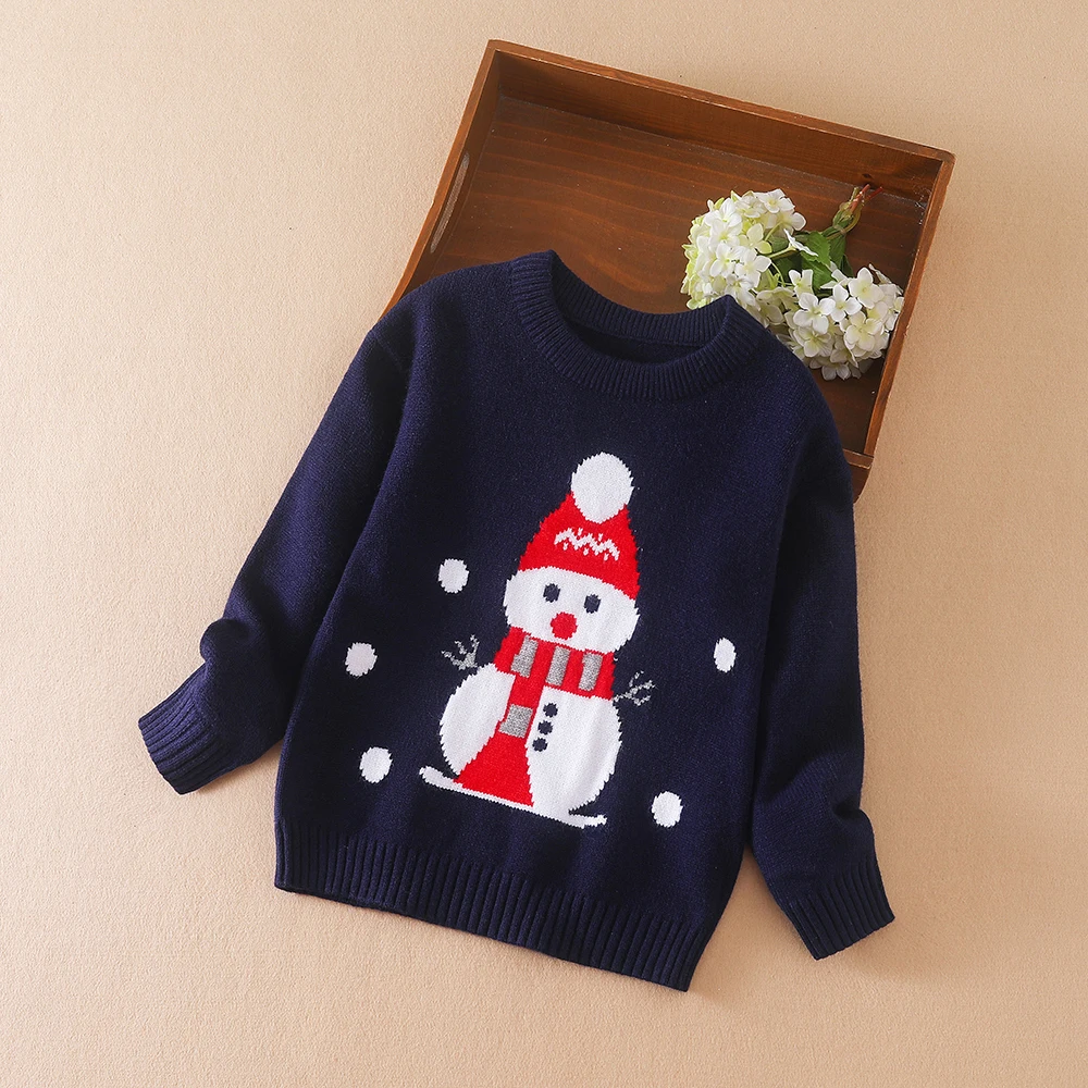 Baby Kids Sweater Knit Pullover Clothes Autumn Winter Soft Wool Clothing 2024 Christmas Sweatshirts Boys Girls Snowman Outfit