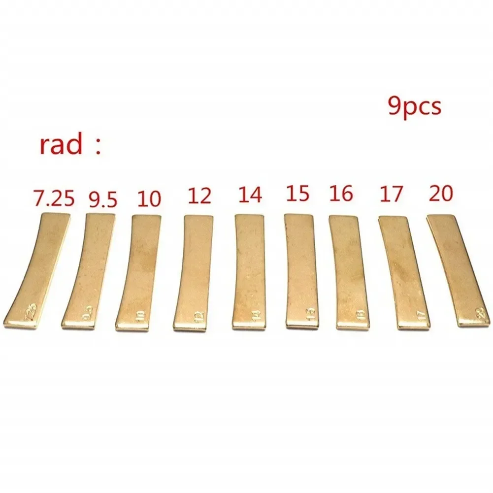 9 Size Guitar Radius Brass Fingerboard Fret Press Caul Insert Guitar DIY Brass Guitar Radius Fret Press Caul Insert Luthier Tool