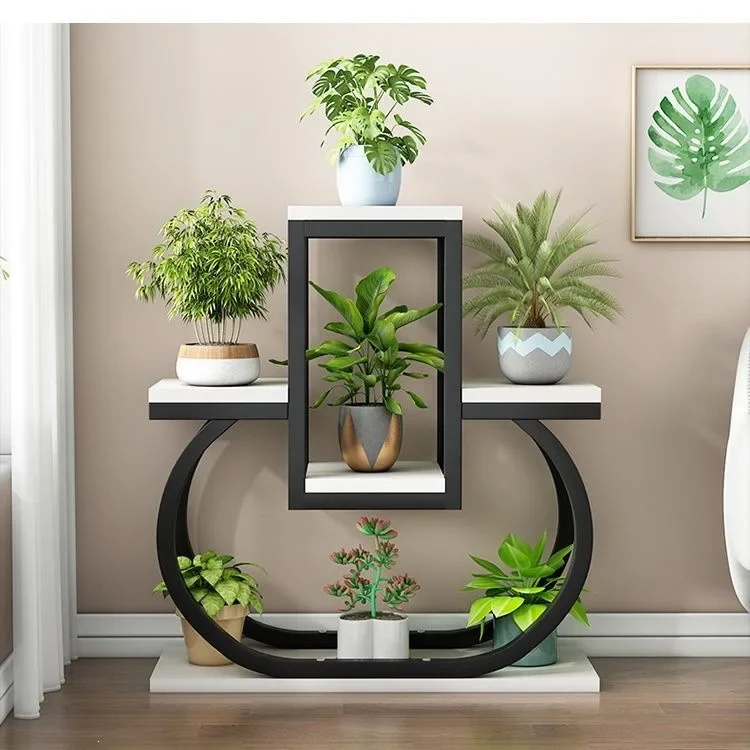 Creative wrought iron flower stand Balcony floor-to-ceiling multi-layer flower stand Indoor living room Household flower