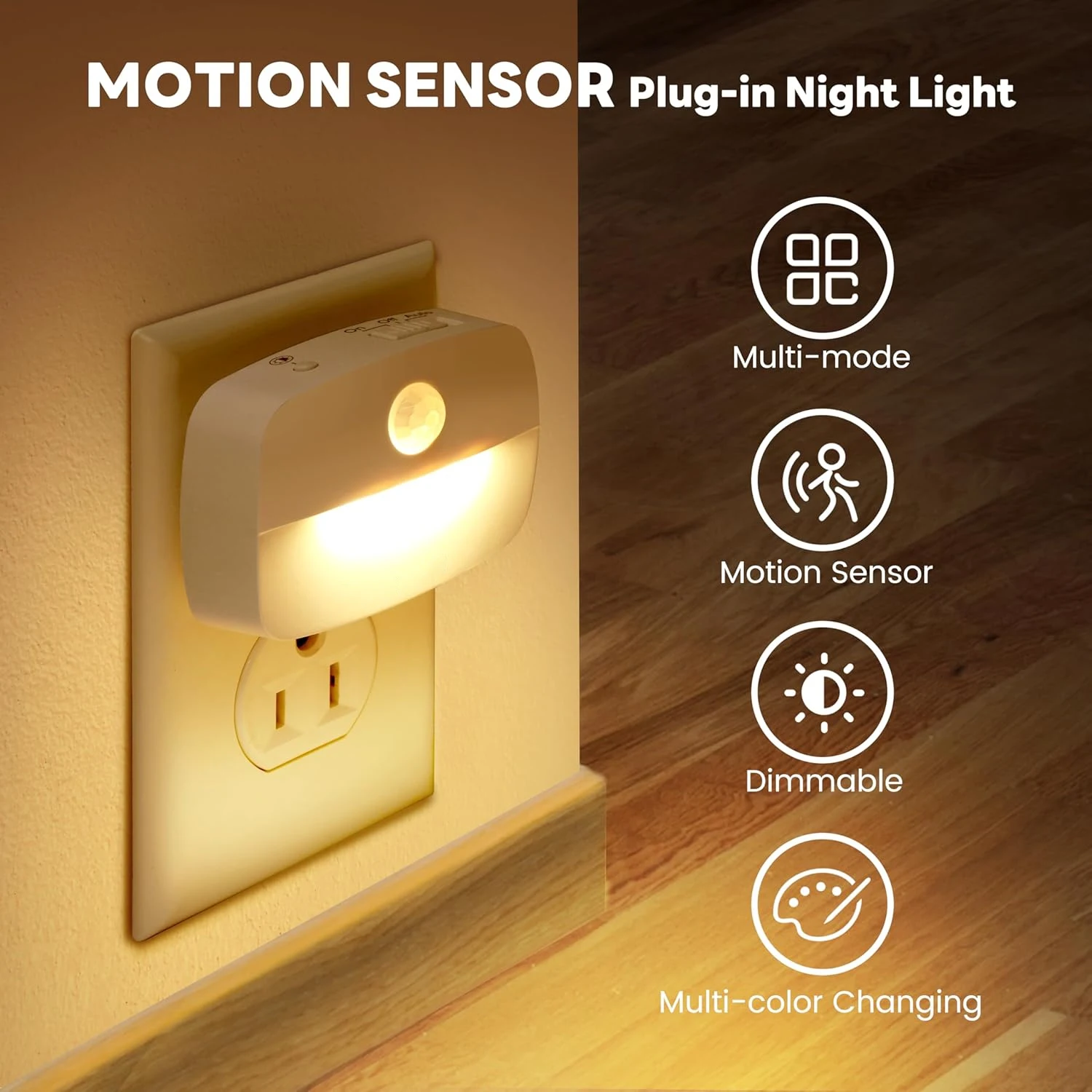 LED Night Light with Motion Sensor EU US Socket PIR Human Induction Lamp Nightlights Wall Lamp for Hallway Stairs Bedside Lamp