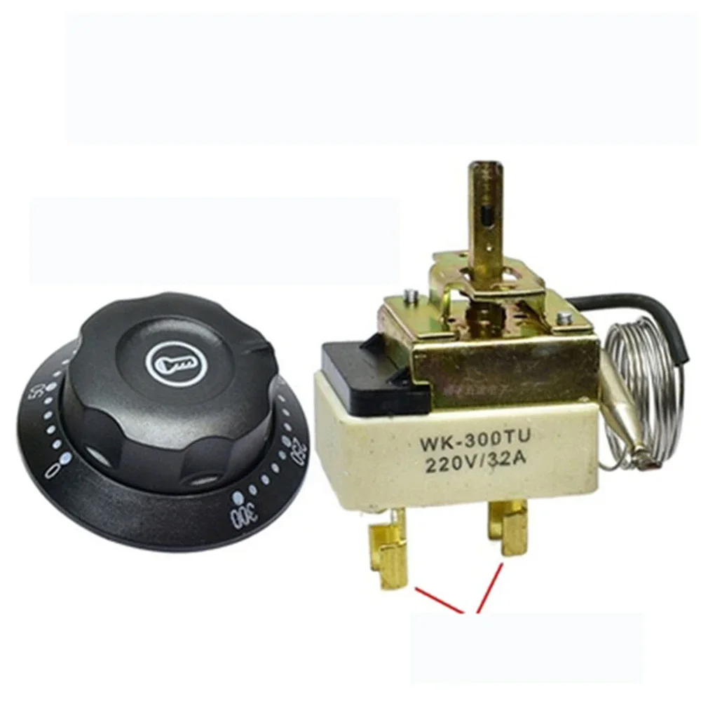 

1PC 32A High-power Thermostat Switch Temp Knob Electric Cake Pan Boiler Fryer Adjustable Temp Controller 30-110/50-300℃