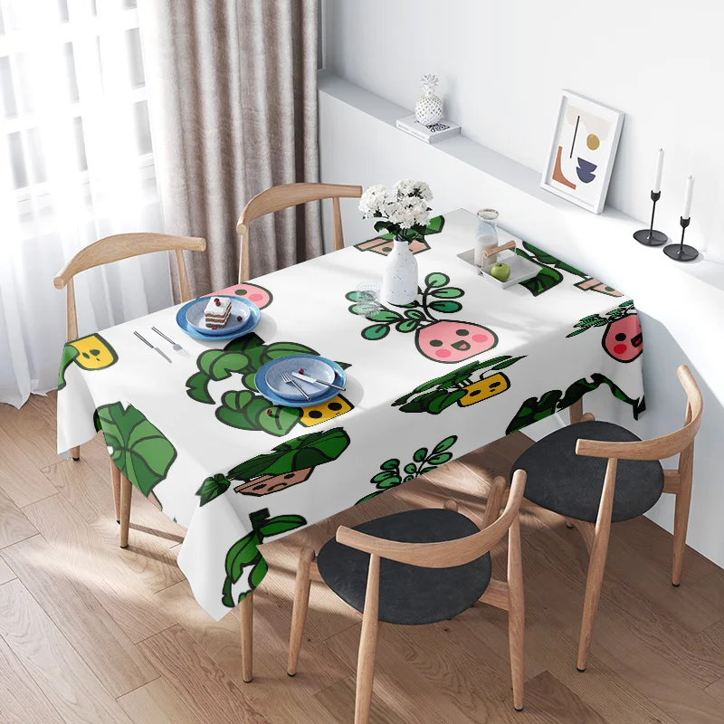 

Colorful Emoji Tablecloth Set with Green Leaves Fruits Ideal Decoration for Dining Room or Event Party Tables Includes Four Plat