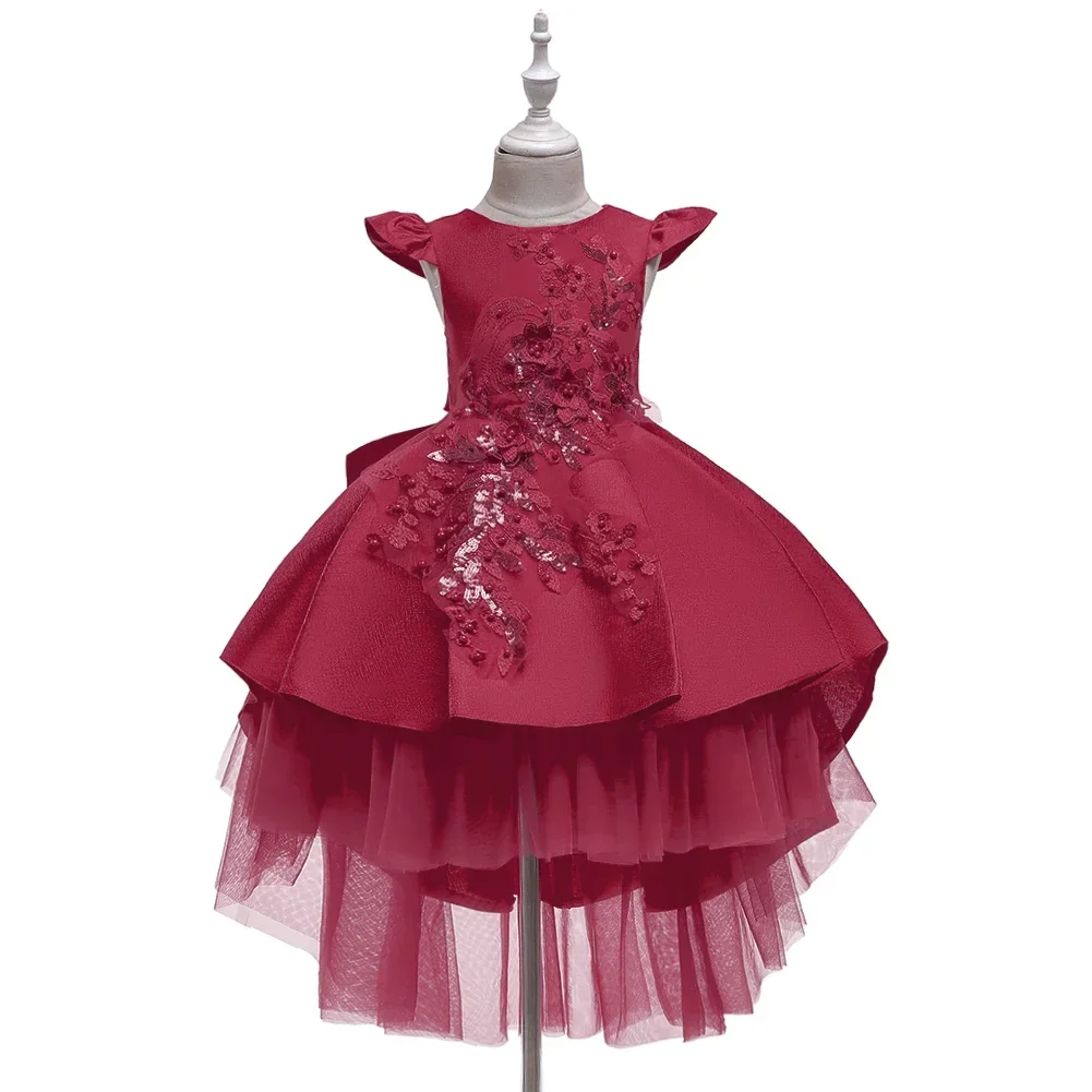 Girls Party Dresses 6 Colors 110cm-160cm Wedding Ball Gown Children Performance Trailing Skirt Baby Elegant Vestidos