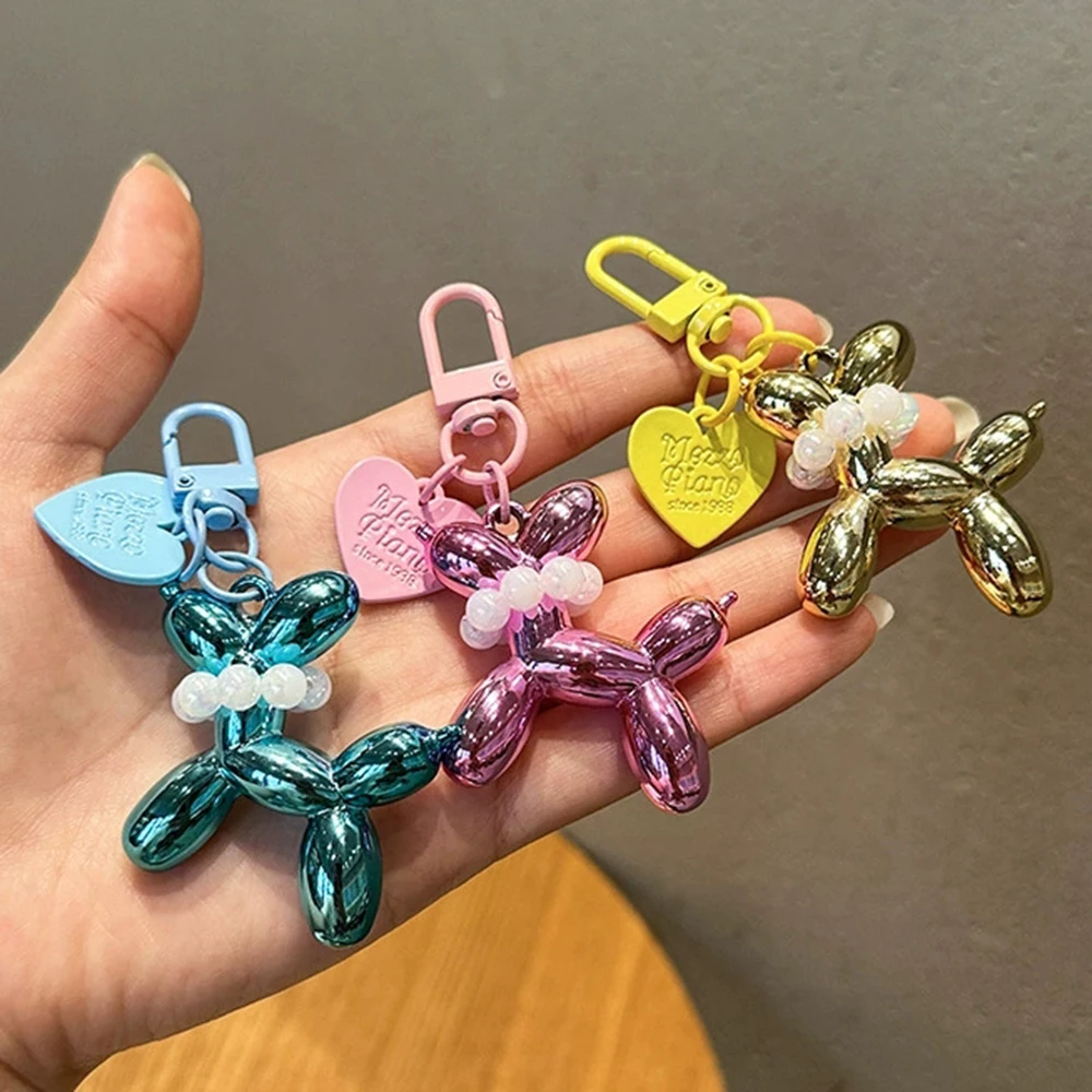 Resin Heart Balloon Dog Keychain Exquisite Acrylic Bead Couple Headphone Case Hanging Decoration Handbag Keychain Accessories