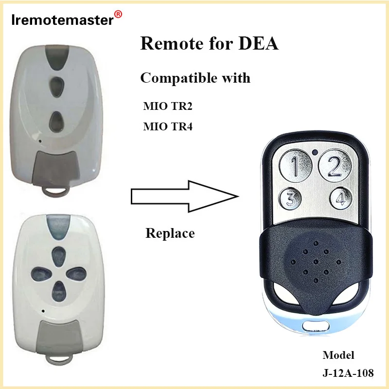 For DEA MIO GT2/GT4 TR2/TR4 Garage Door Remote Control 433.92MHz Rolling Code for DEA TR2N TR4N Gate Openers Command Replacement