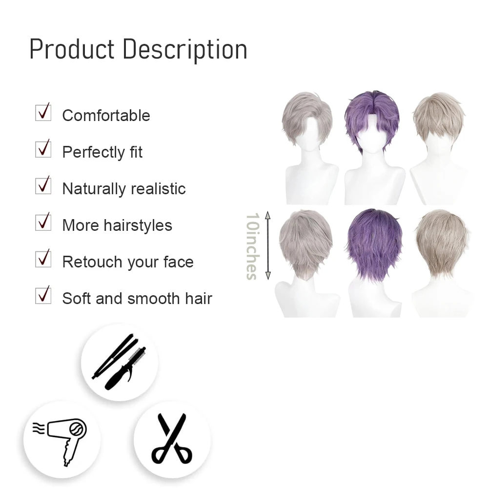 أنيمي لعبة الحب والفضاء العميق رافاييل سيلوس كزيفير تأثيري الشعر الاصطناعية 10 بوصة شعر قصير شعر مستعار رقيق طبيعي مقاومة للحرارة #2