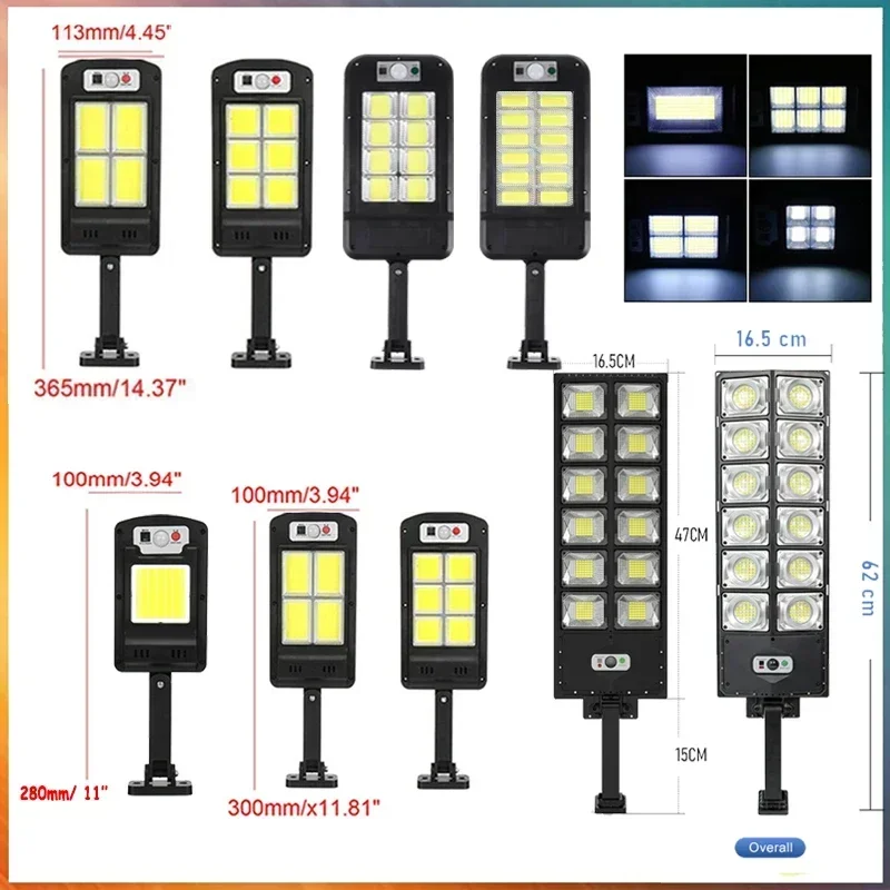 Imagem -02 - Luzes de Rua Solares com Modos Luminosos Lâmpada Impermeável com Controle Remoto Sensor de Movimento Iluminação para Jardim Pátio Caminho