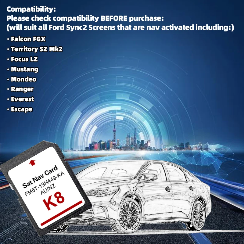 GPS AU NZ map 2022 Sat Nav SD Card 8GB Accessories FM5T-19H449-KA for Ford Sync2 Multimedia Navigation Focus Mondeo Car K8 Maps