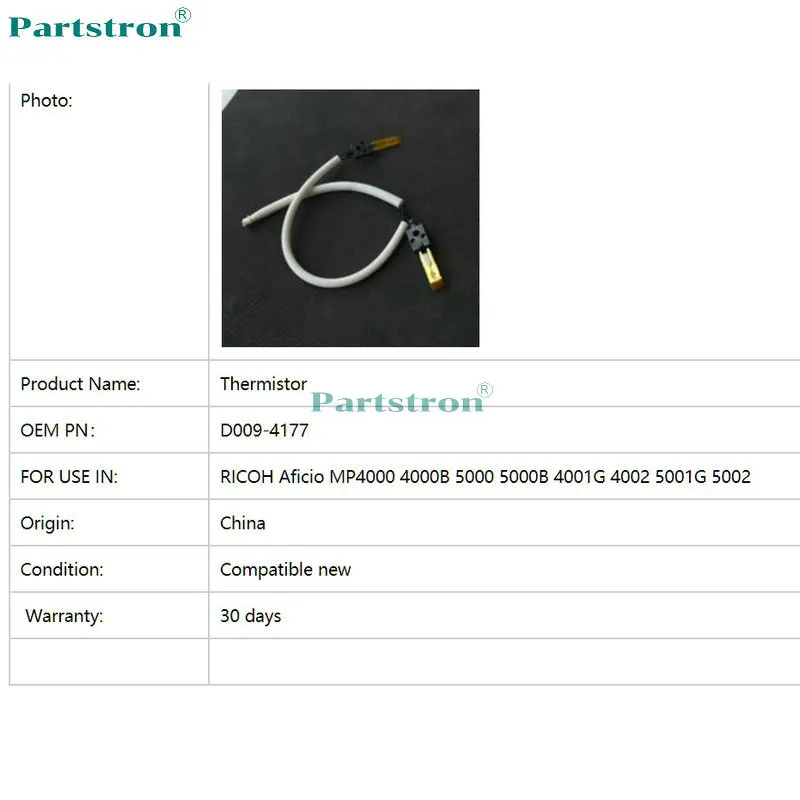 Thermistor D009-4177 For use in RICOH Aficio MP4000 4000B 5000 5000B 4001G 4002 5001G 5002