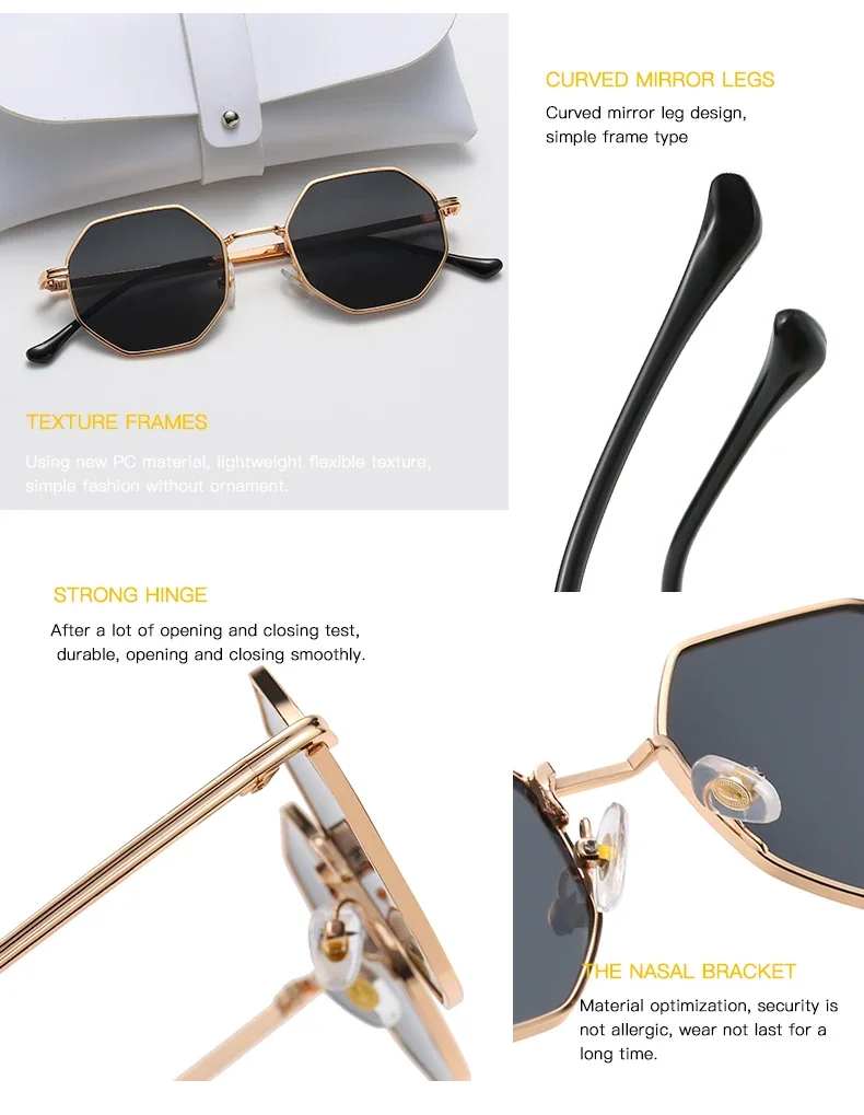 Gafas De Sol poligonales De Metal con montura Vintage para mujer, Gafas De Sol De diseño De marca De lujo para hombre, Gafas De Sol con espejo para mujer Uv400