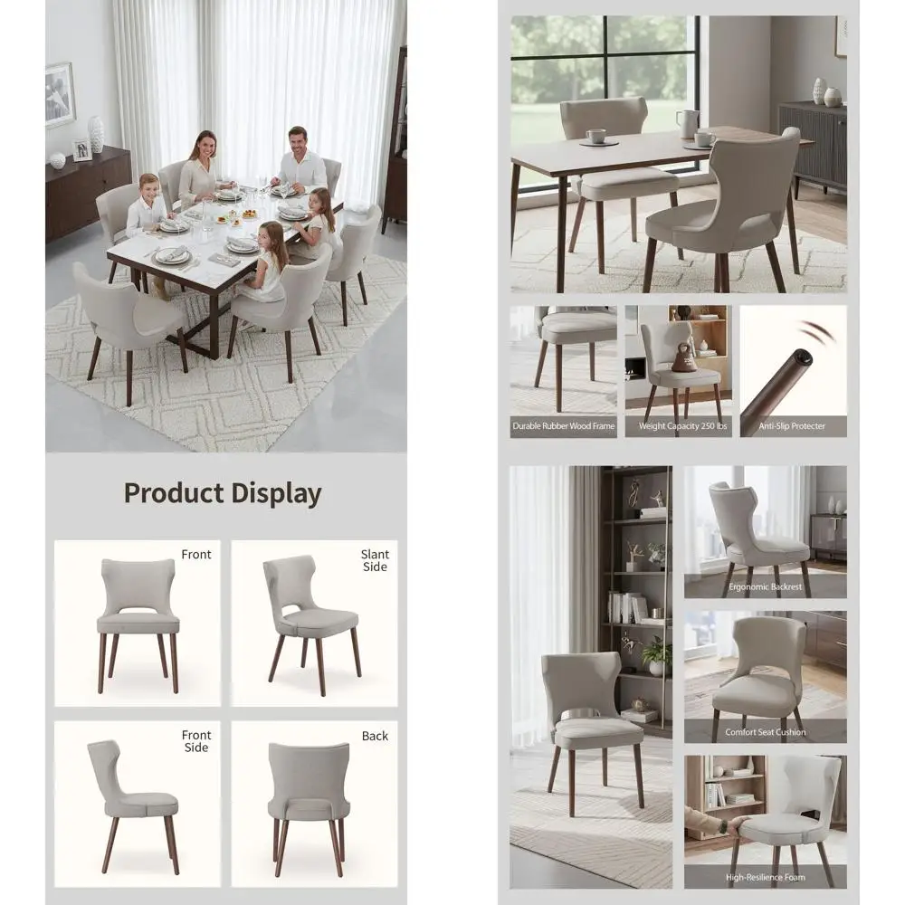 

Set of 6 Elegant Upholstered Dining Chairs for Modern Kitchen and Restaurant Use in Camel Color