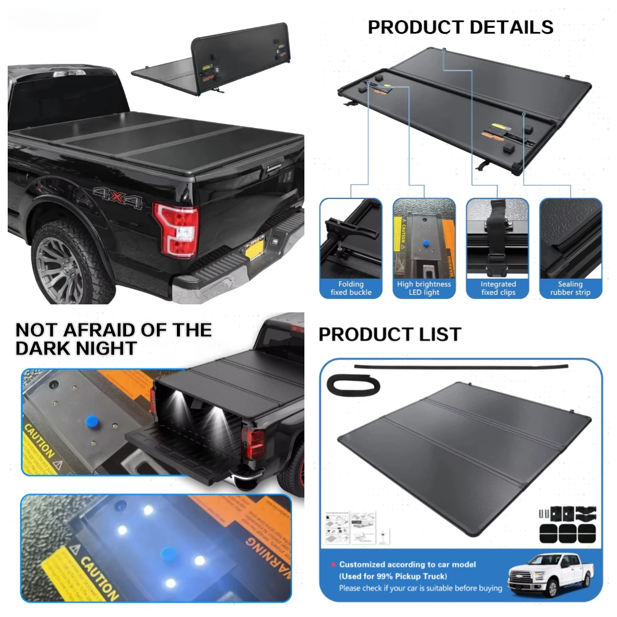 

Hard Low Profile Tri-Fold Tonneau Cover for F150 6.5ft 8ft Bed 2009-2014 Bakflip Style