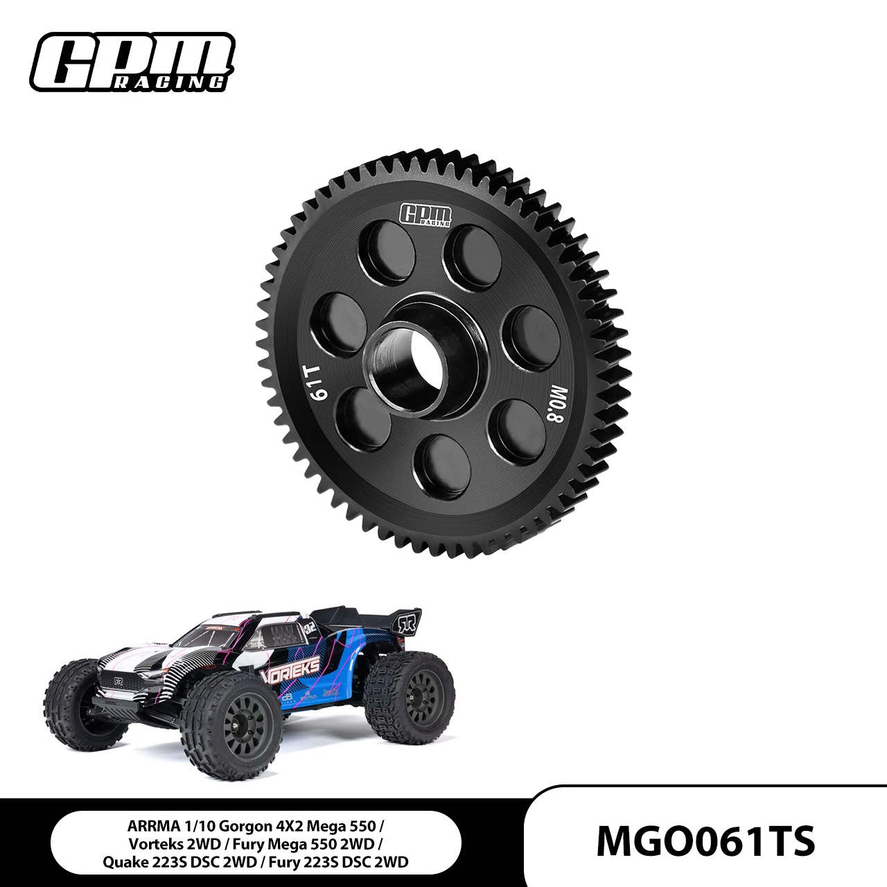 

GPM Carbon Steel Spur Gear 61T/M0.8/32P ARRMA Gorgon Mega Vorteks Fury QUAKE