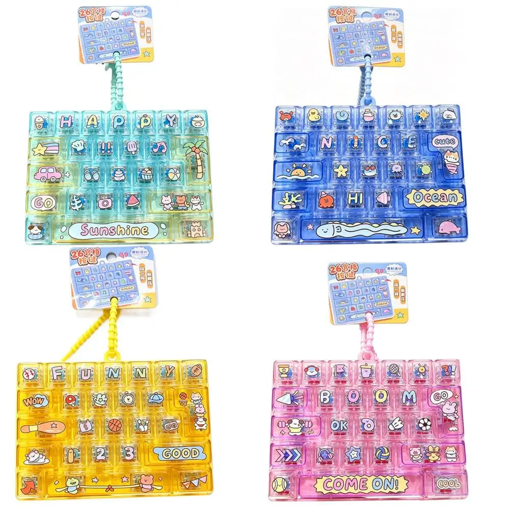Cartoon Alphabet Keyboard Push Pop Toy Mini Bubble Fidget Sensory Toy Stress Relief Hand Game Keychain Ornament 열쇠고리