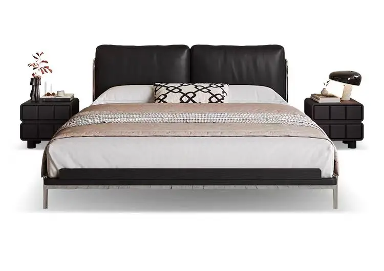 

@*Italian Design Modern Contemporary Bedroom Furniture Modern Beautiful Oak Wooden Soft Leather Bed