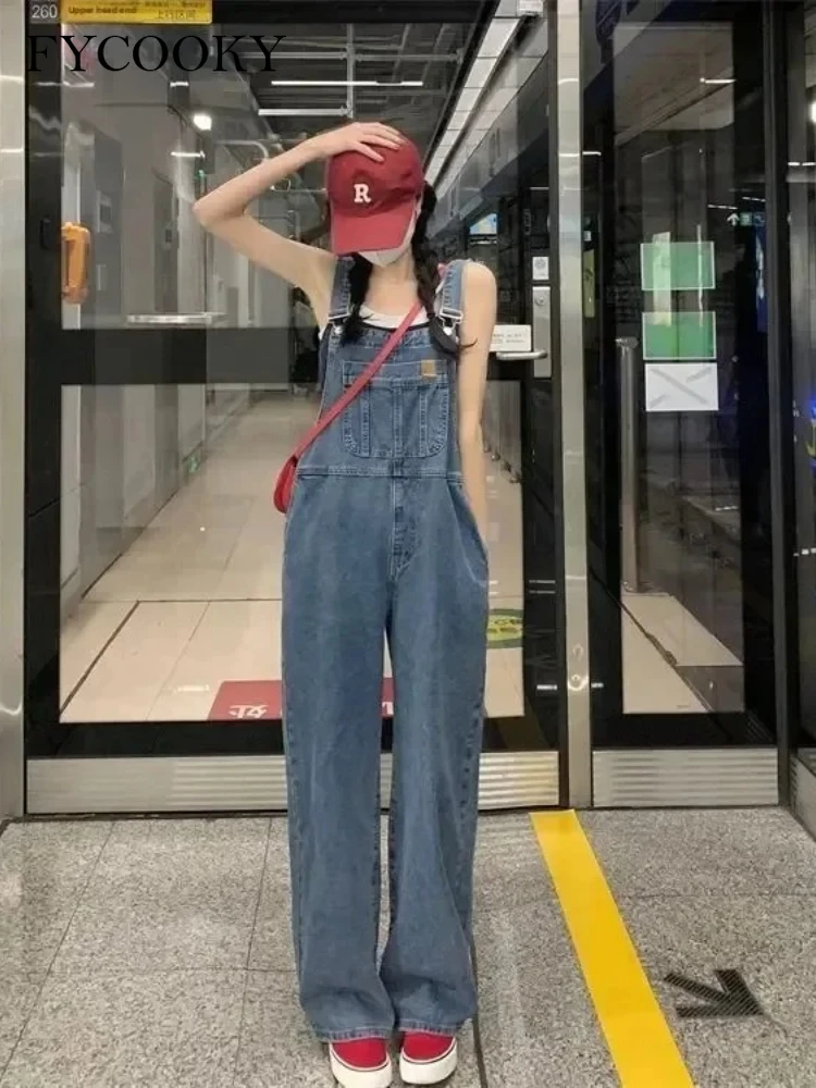 

New 2025 Design Jumpsuits Woman High Waisted Denim Overalls for Women Spring and Autumn Loose Casual Wide Leg Pants