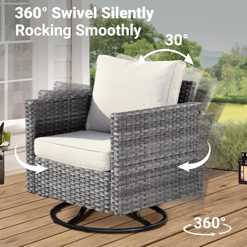 Patio furniture set, 7 pieces of outdoor wicker rattan sofa, double seat and comfortable cushion set for garden backyard