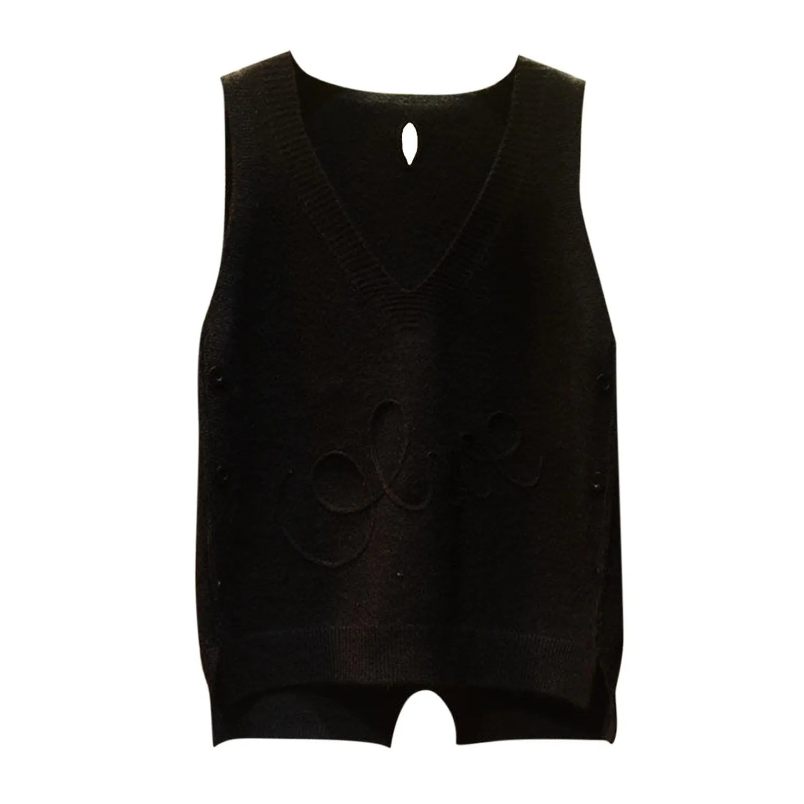 Fashion Vest Sleeveless Sweater V-Neck Button High Low Women\'s Clothing Autumn All-match Pullovers Loose Korean Tops 2024