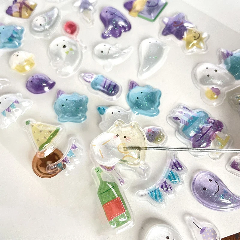 Kawaii 3D Relief Diamond Gemstone Stickers DIY Mobile Phone Decoration Stickers Creative Puffy PVC Stickers Gifts