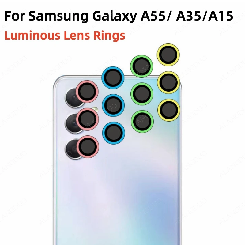 3PCS Luminous Lens Rings For Samsung Galaxy A55 A35 A15 Lens Cap Glowing at night For Galaxy a55 a35 a15 Camera Lens Protector