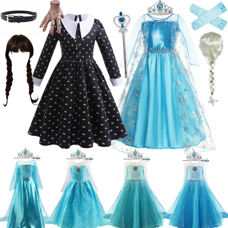 Girls Snow Queen Dress Kids Costumes for Girls 2024 New Carnival Party Prom Gown Cosplay Children Clothing Princess Dress 3-12 Y