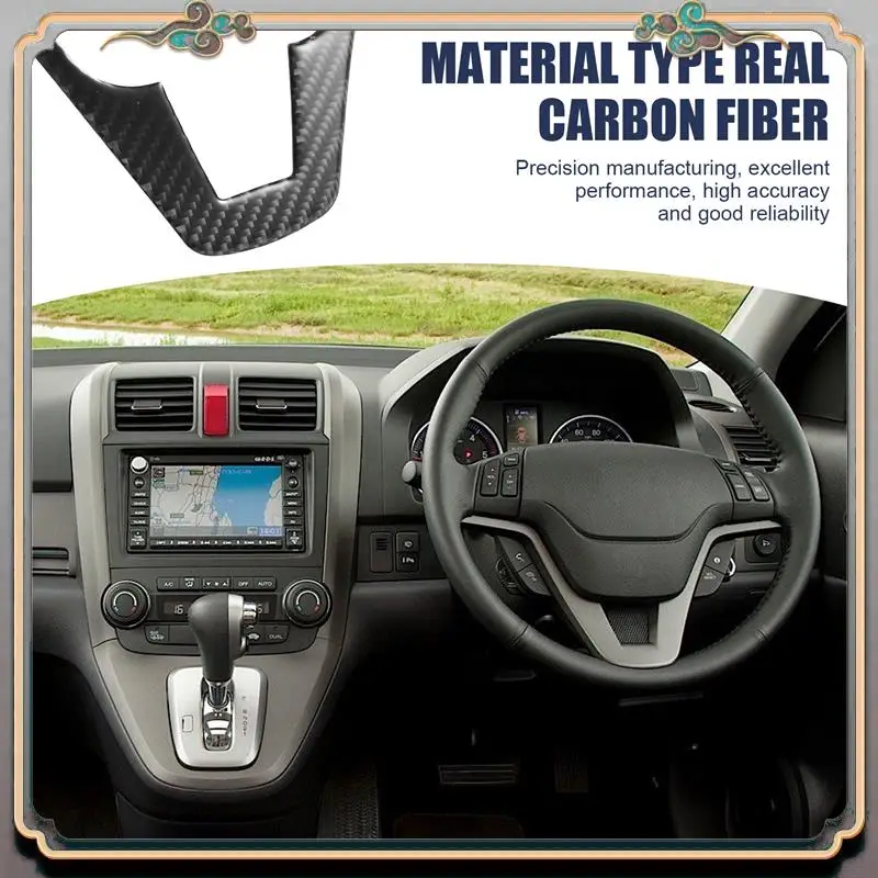 Reliable-For Honda CR-V 2007-2011 Soft Carbon Fiber 3D Sticker Steering Wheel Panel Cover Frame Trim Interior Car Accessories