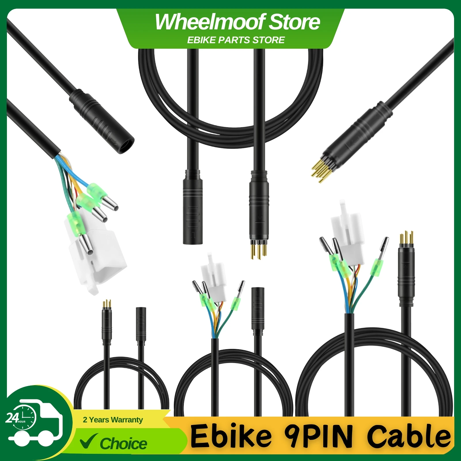 9 Pin Electric Bike Motor Cable, Wheel Motor Extension Cable for E Bike - Female to Male Wire, Electric Bike Accessory