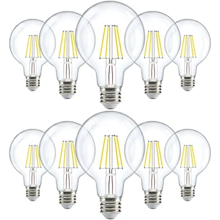 Sunco 10 Pack G25 LED Light Bulbs, Filament Edison Globe, Vanity Lighting Bulb for Bathroom Bedroom, 500 LM, 5W 60W Equivalent,