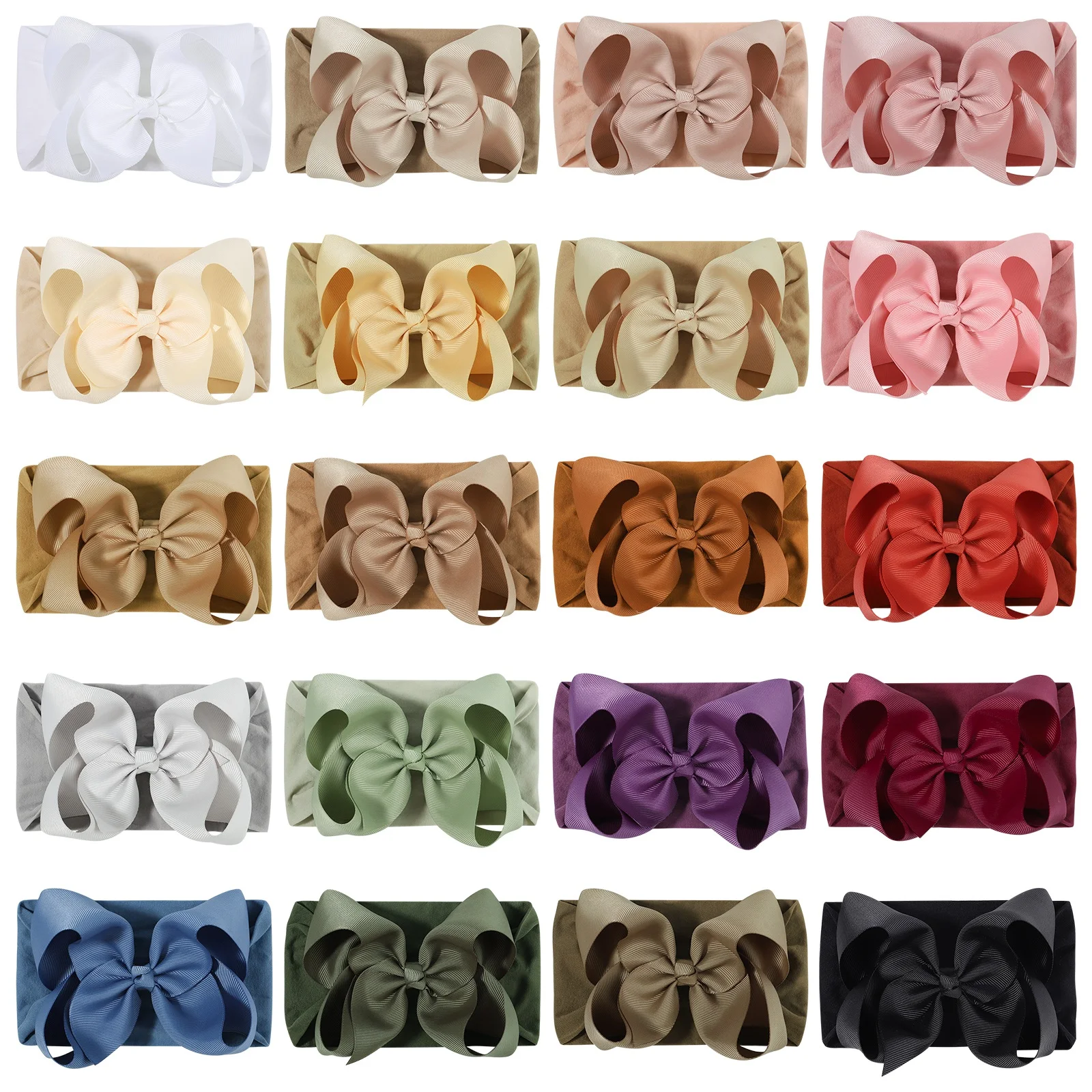 

1pcs Autumn and Winter Large Ribbon Bows Elastic Hair Bands for Baby Girls Wide Nylon Turban Newborn Bow Headwrap Soft Headband